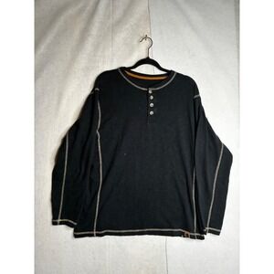 Legendary Whitetails Mens Henley Shirt Large Black Long Sleeve Cotton Blend Slub